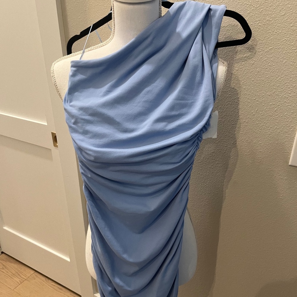 Susana Monaco Pale Blue One Shoulder Bodycon Dress